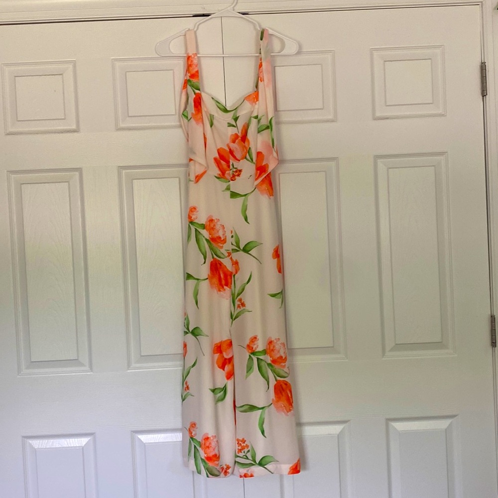 White House Black Market floral cropped jumpsuit